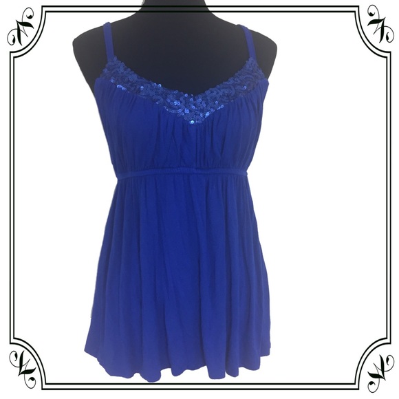 torrid Tops - Torrid royal blue sequin v-neck empire top blouse